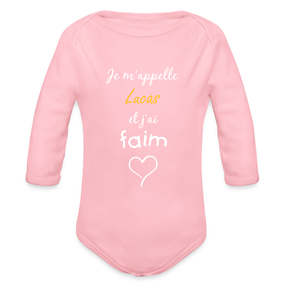 Body manche longue bio personnalisable - light pink
