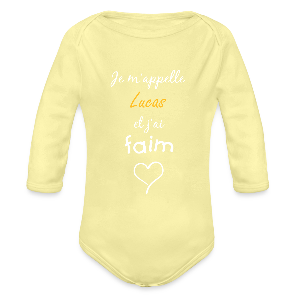 Body manche longue bio personnalisable - washed yellow
