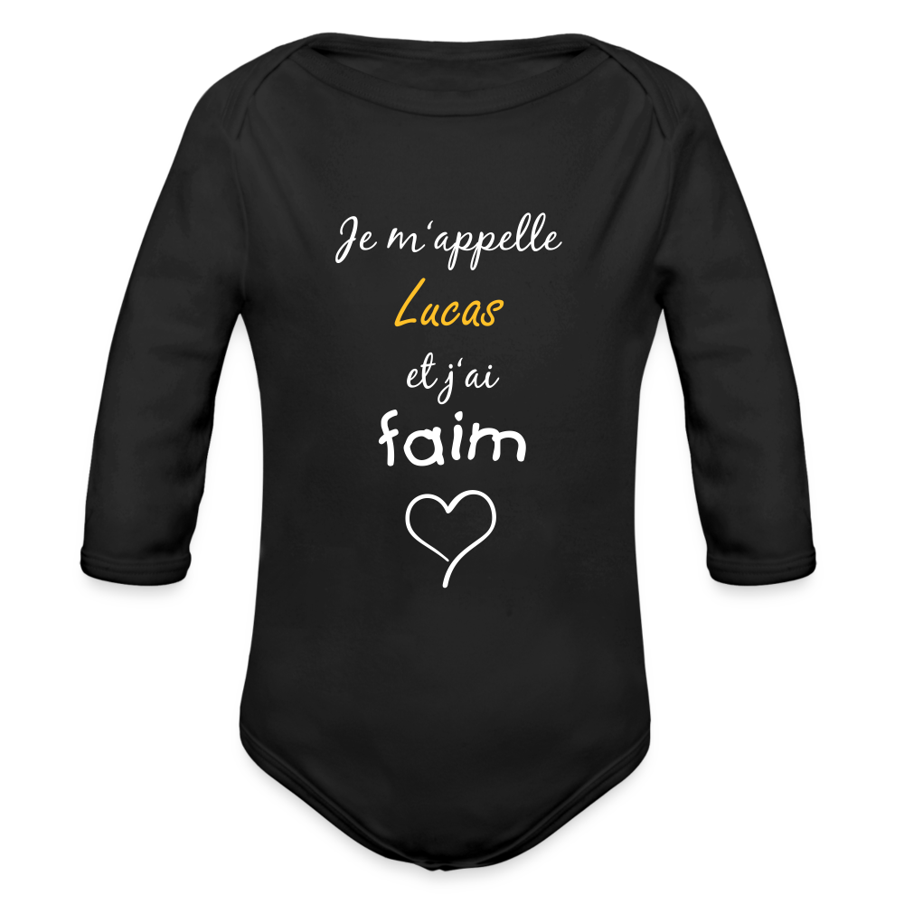 Body manche longue bio personnalisable - black