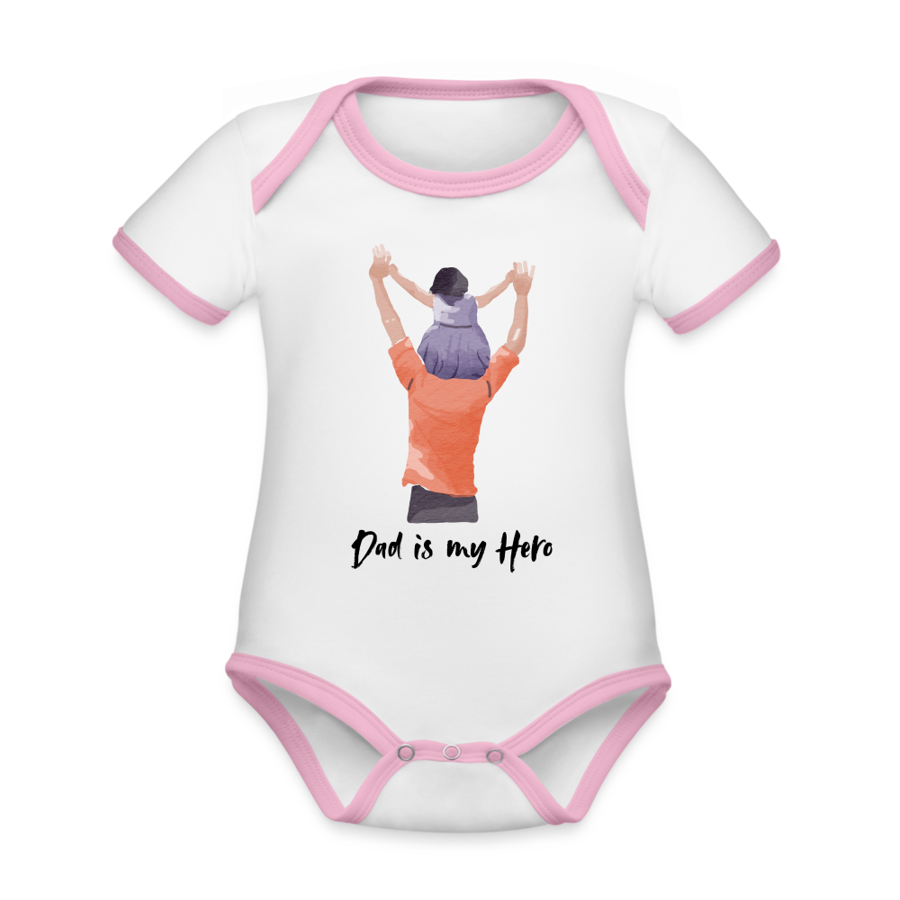 Organic Baby Contrasting Bodysuit - white/rose