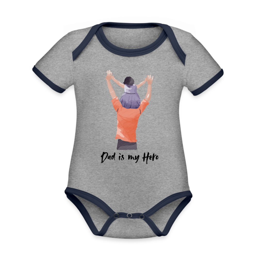 Organic Baby Contrasting Bodysuit - heather grey/navy