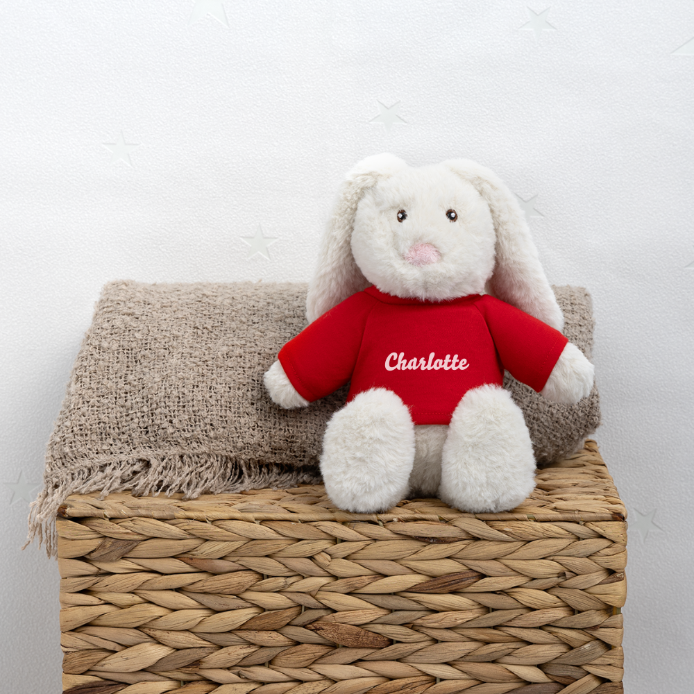 Doudou "Lapin" pour bébé personnalisable - red