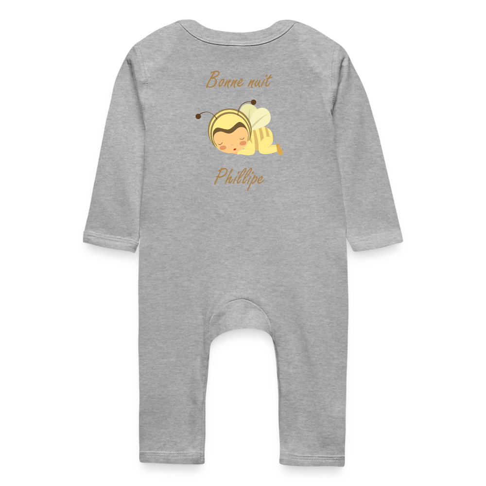 Grenouillère Bébé Bio Personnalisable - heather grey