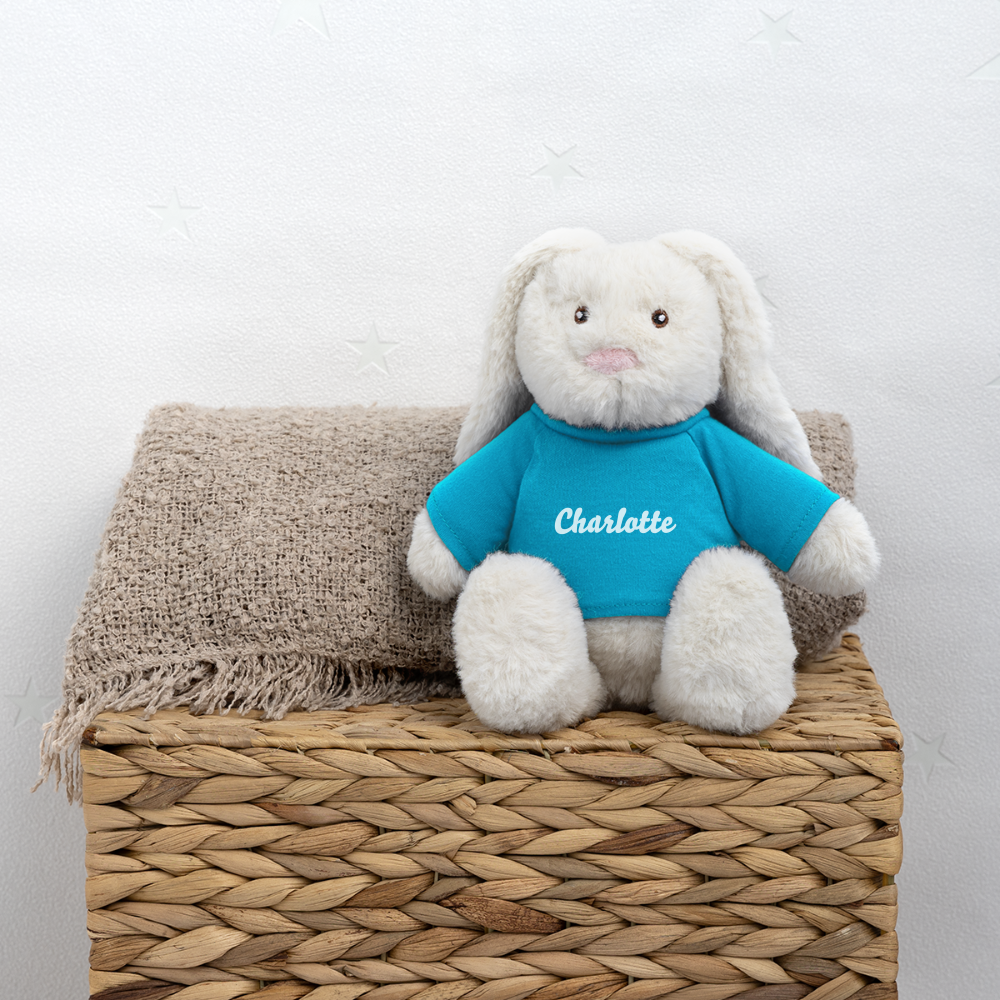 Doudou "Lapin" pour bébé personnalisable - atoll blue