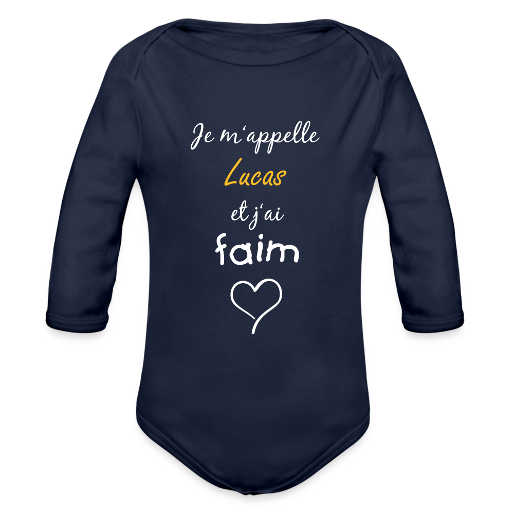 Body manche longue bio personnalisable - dark navy